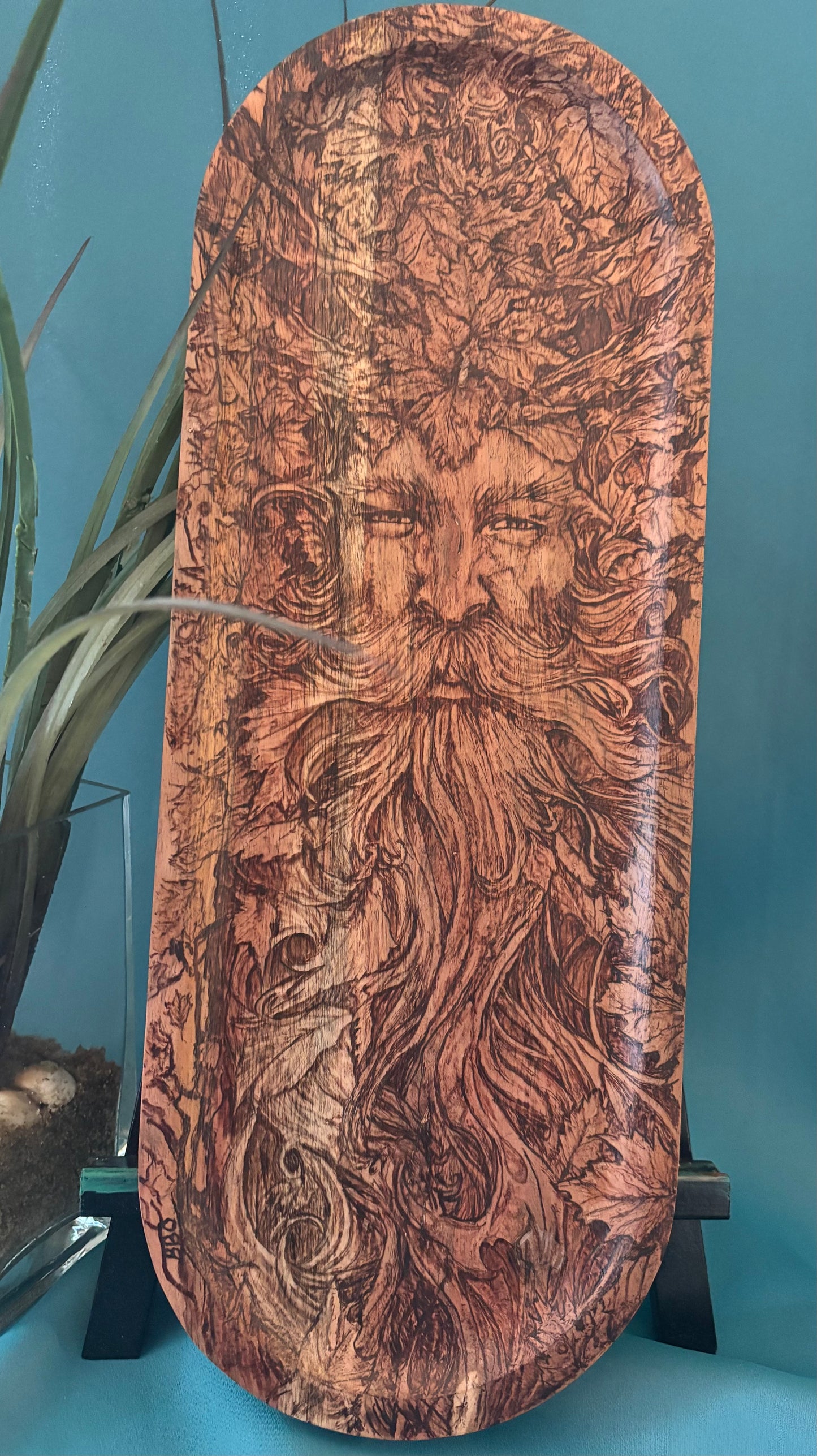 Old Man in a Tree Woodburned Art