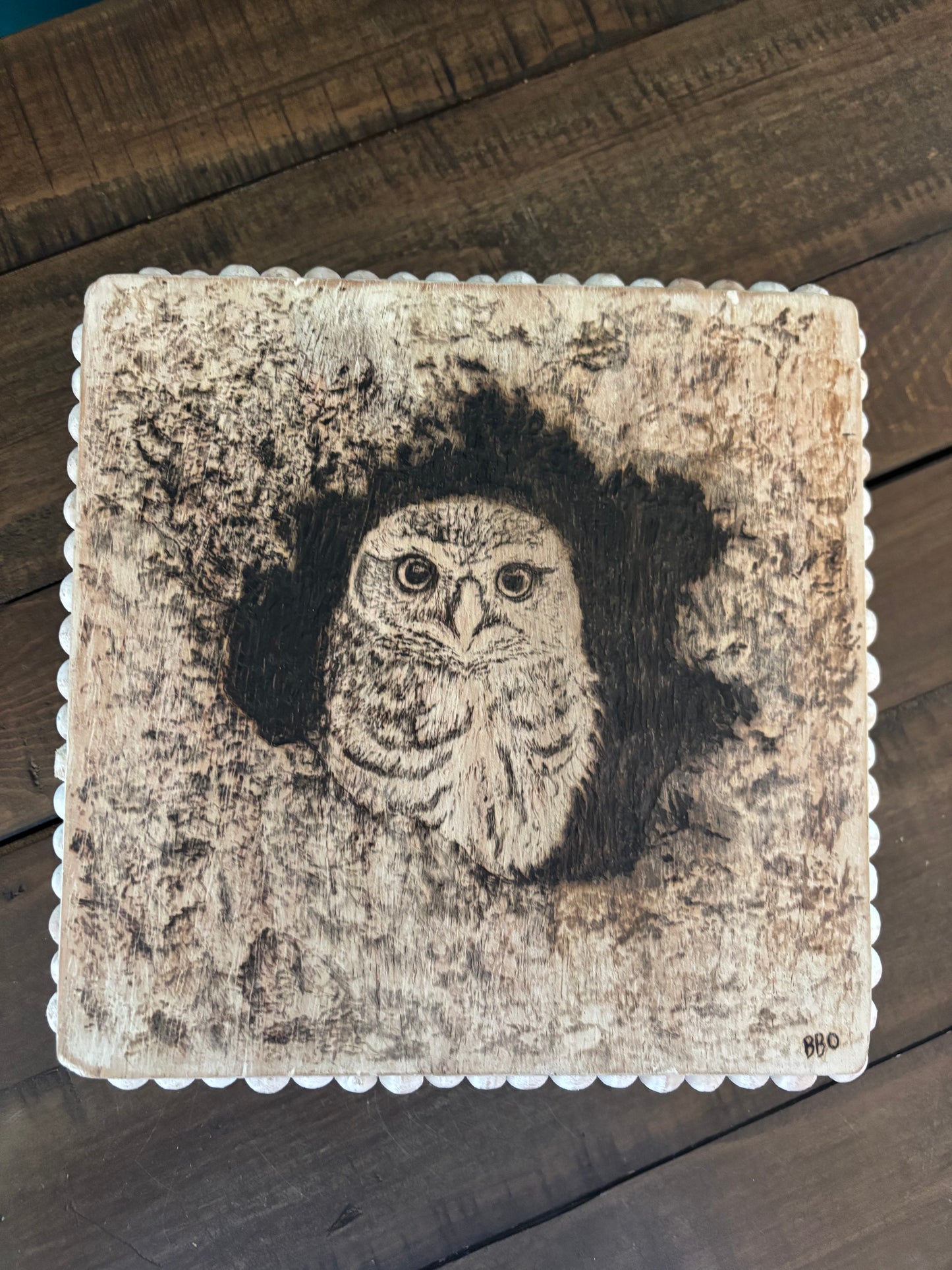 Handcrafted Burrowing Owl Wooden Trivet
