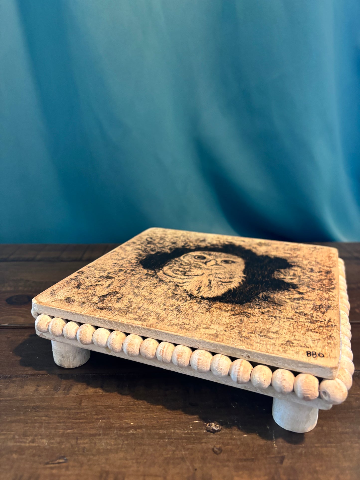Handcrafted Burrowing Owl Wooden Trivet