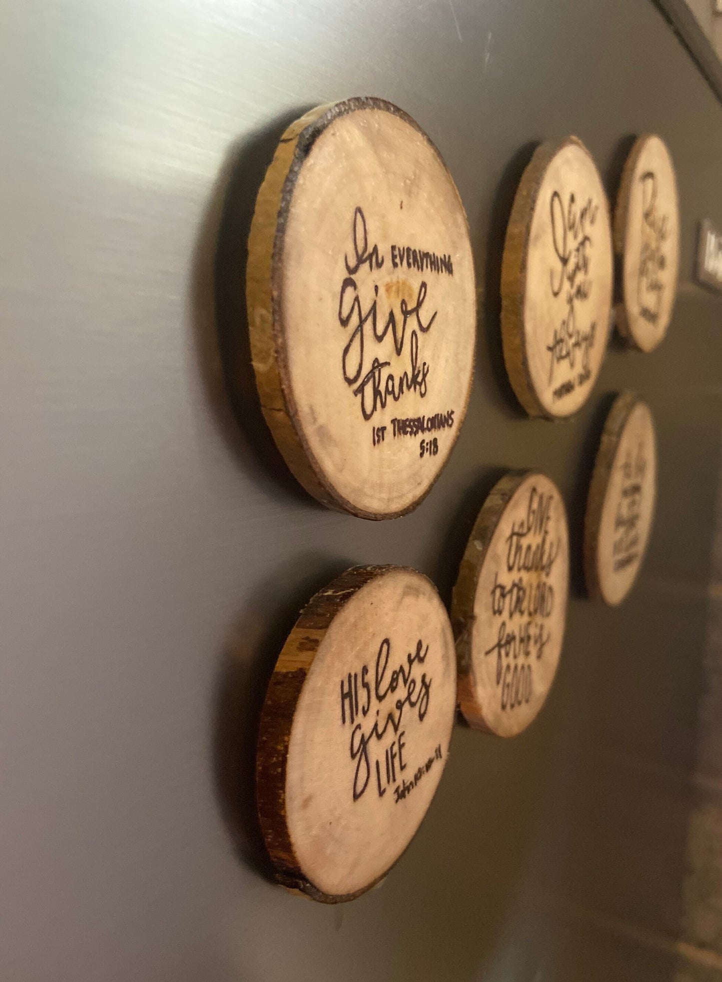 Set of 5 Inspirational Quotes - Wood Slice Magnets