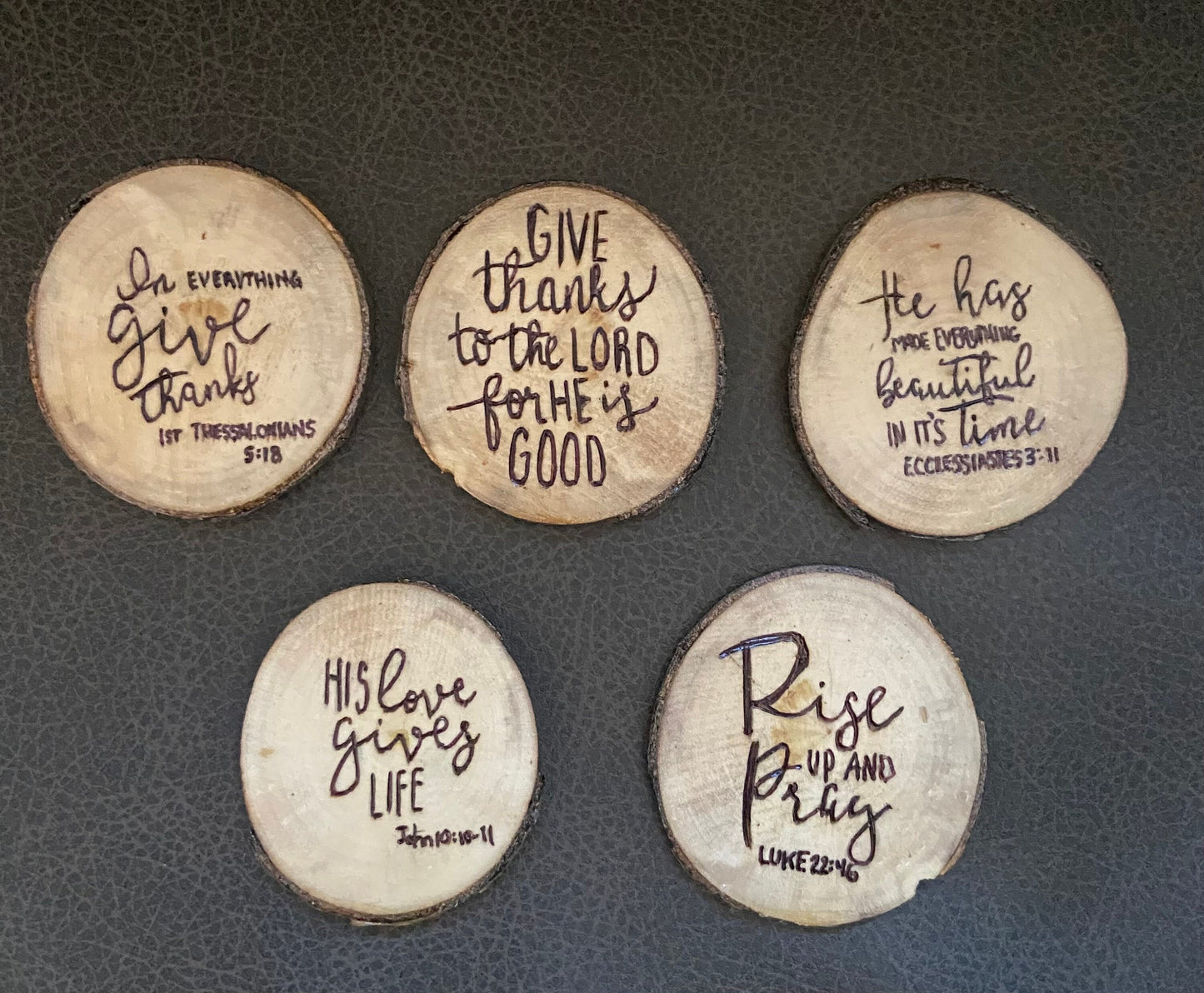 Set of 5 Inspirational Quotes - Wood Slice Magnets