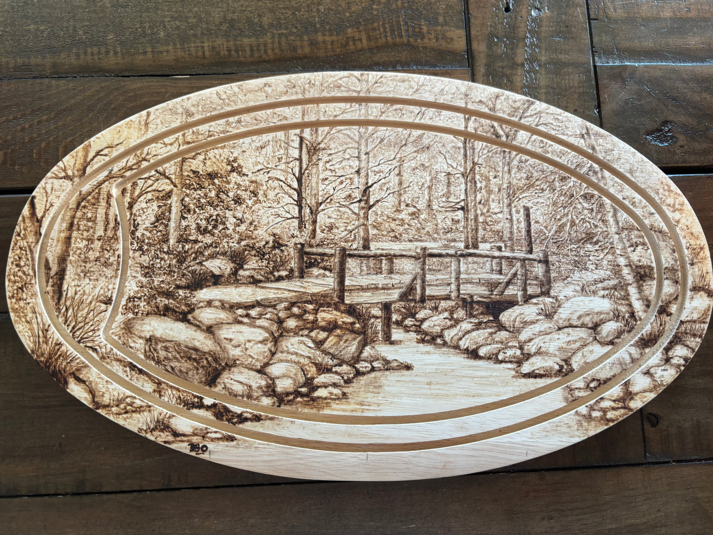 Bridge to Serenity Wood-burned Art