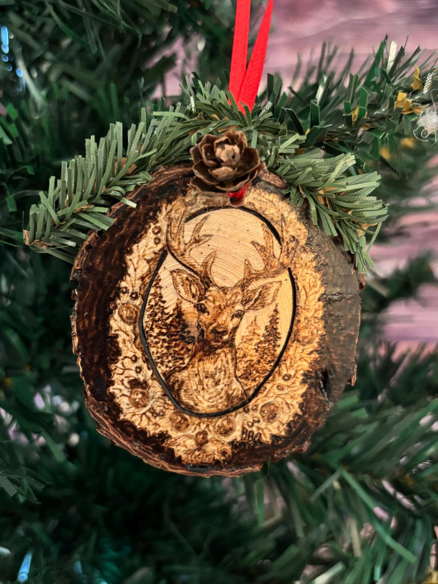 Christmas Buck Wood Slice Ornament