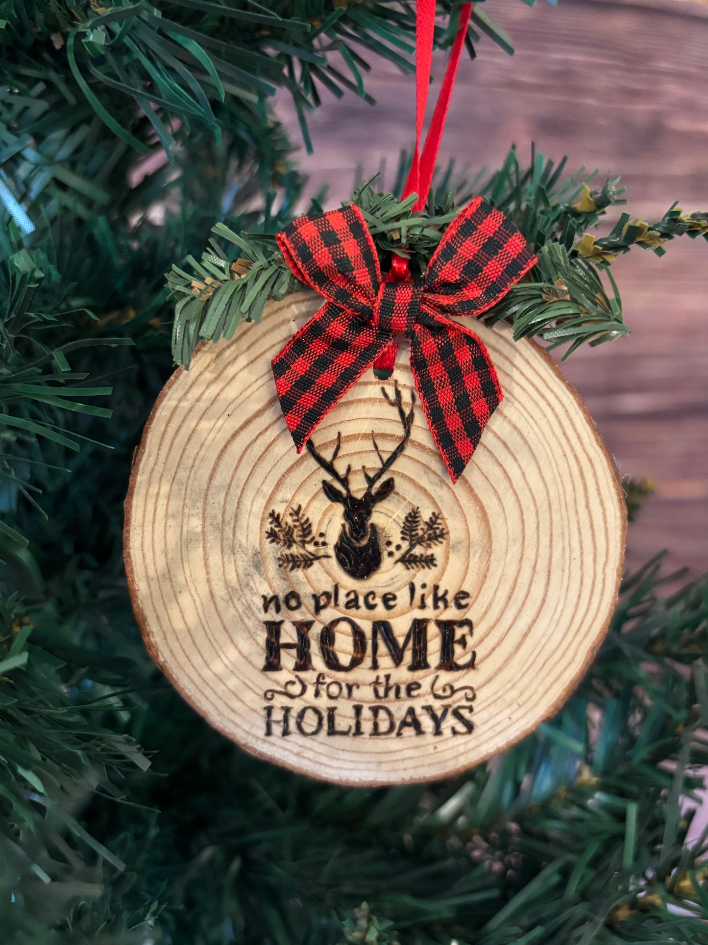 No Place Like Home for the Holidays Wood Slice Ornament