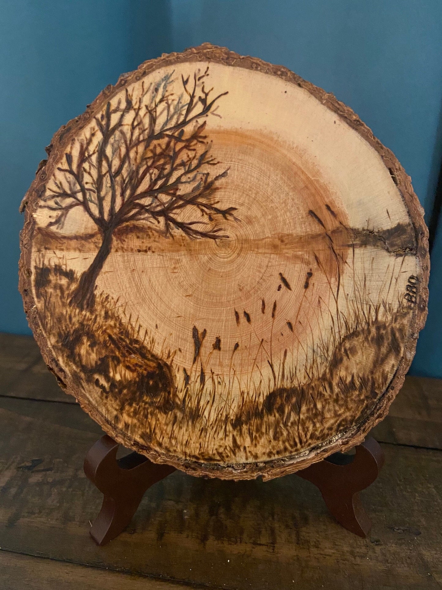 Lakeshore Stillness Woodburned Art